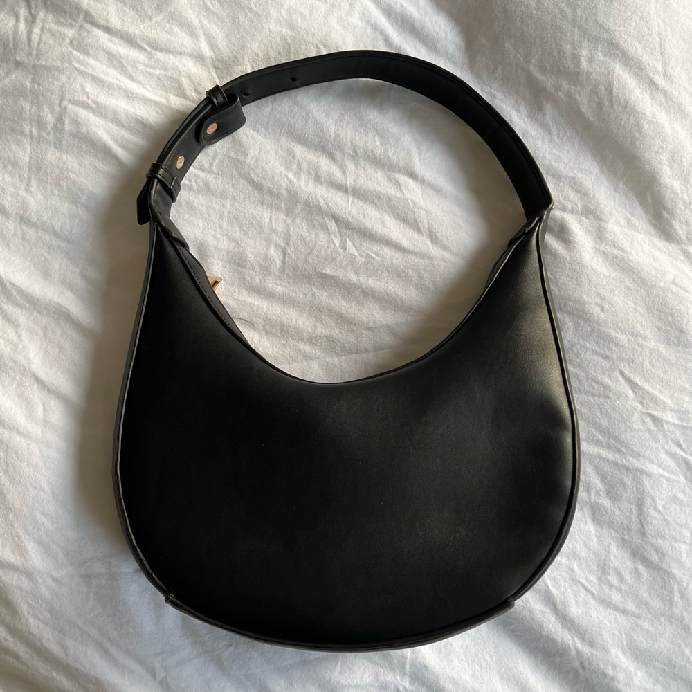 Mango Black Vegan Leather Oval Bag